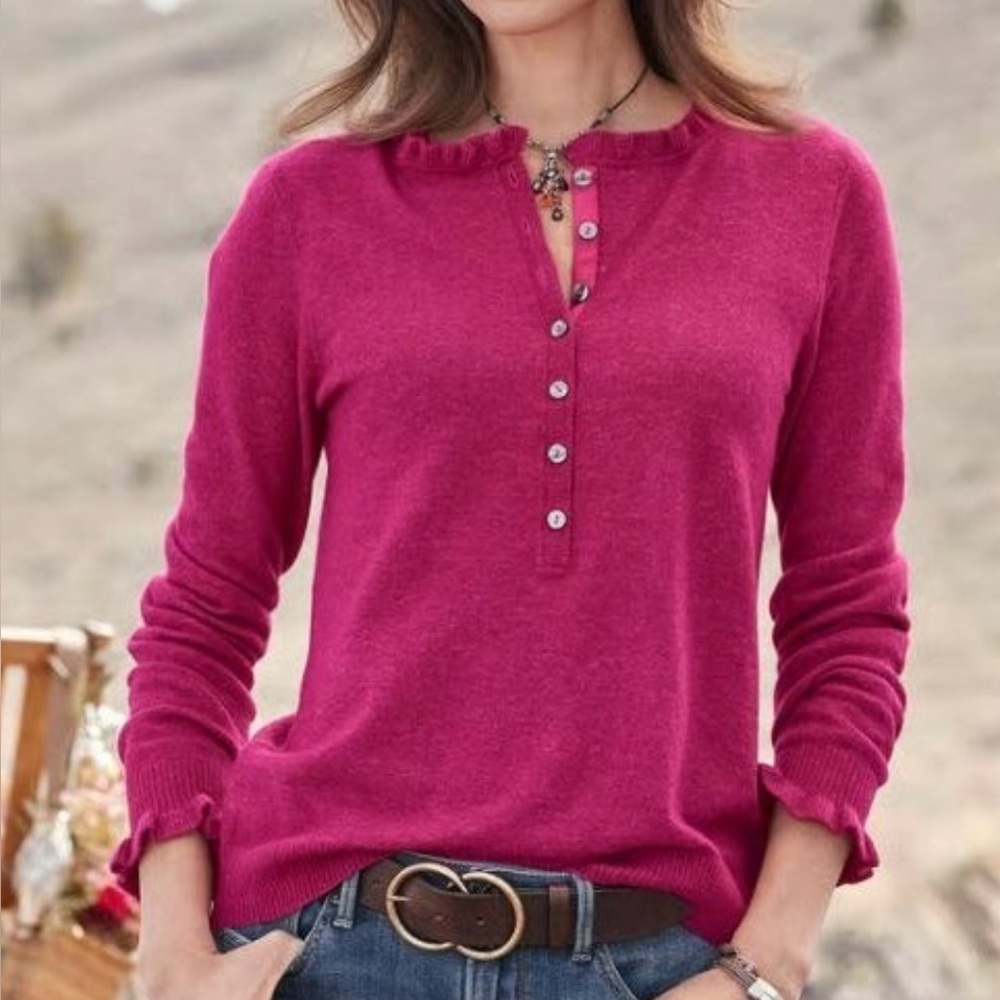 NWT SUNDANCE Women’s Lila Lovely  Sweater Magenta Wool Blend size L‎ Casual